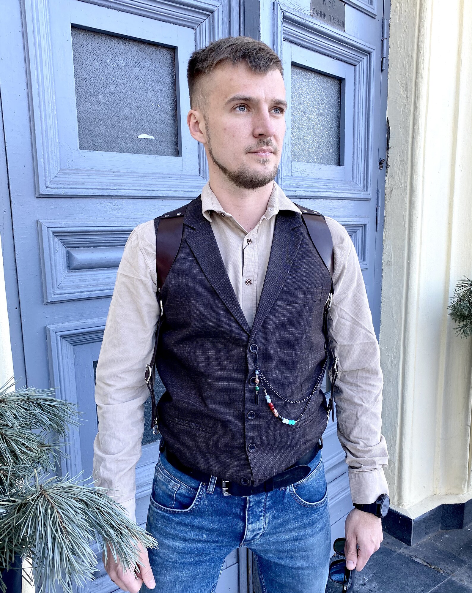 Men Suspenders Leather Suspenders Personalized Suspender Etsy