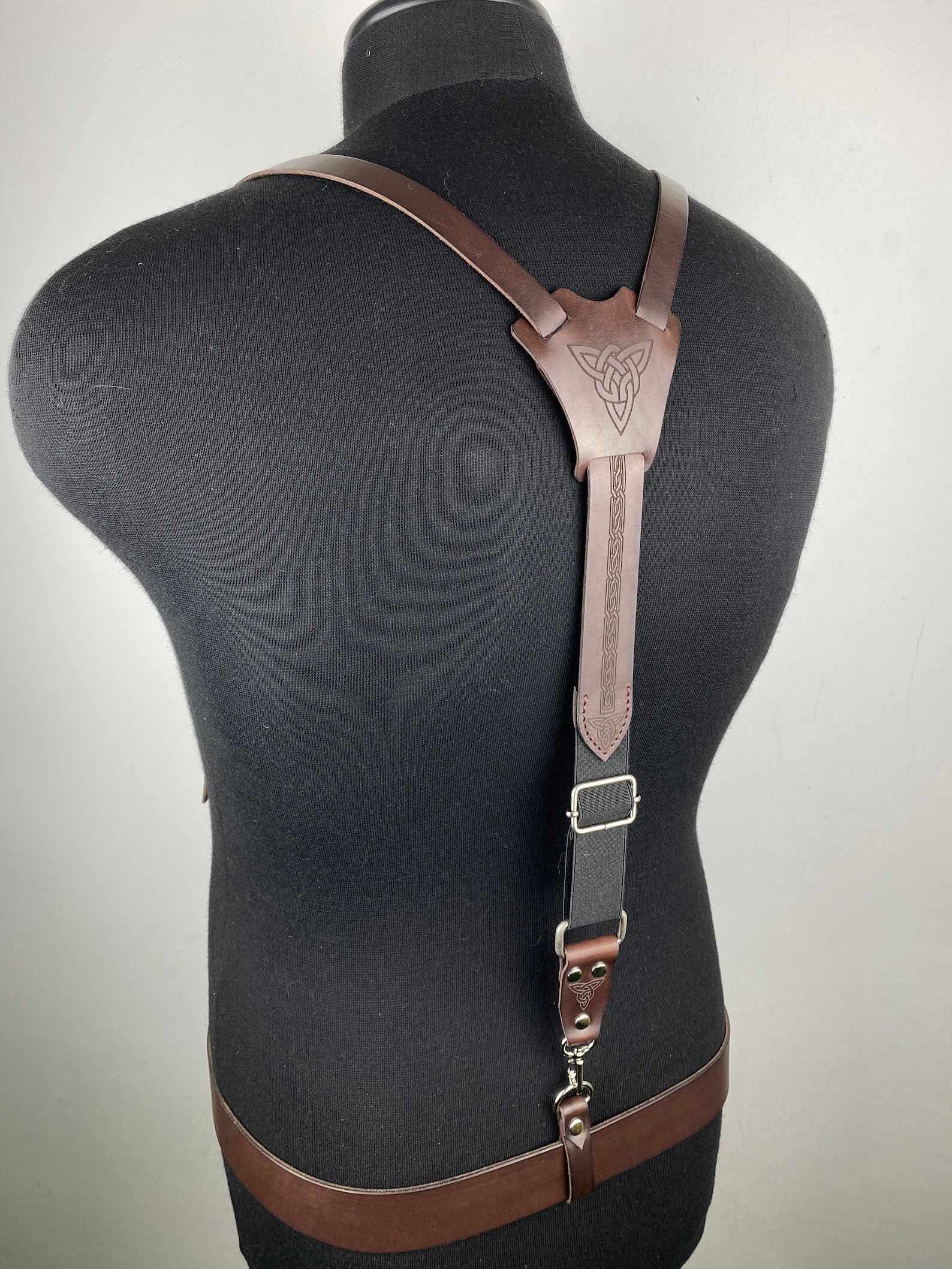 A Set of Suspenders With a Belt Men Suspenders Leather Etsy