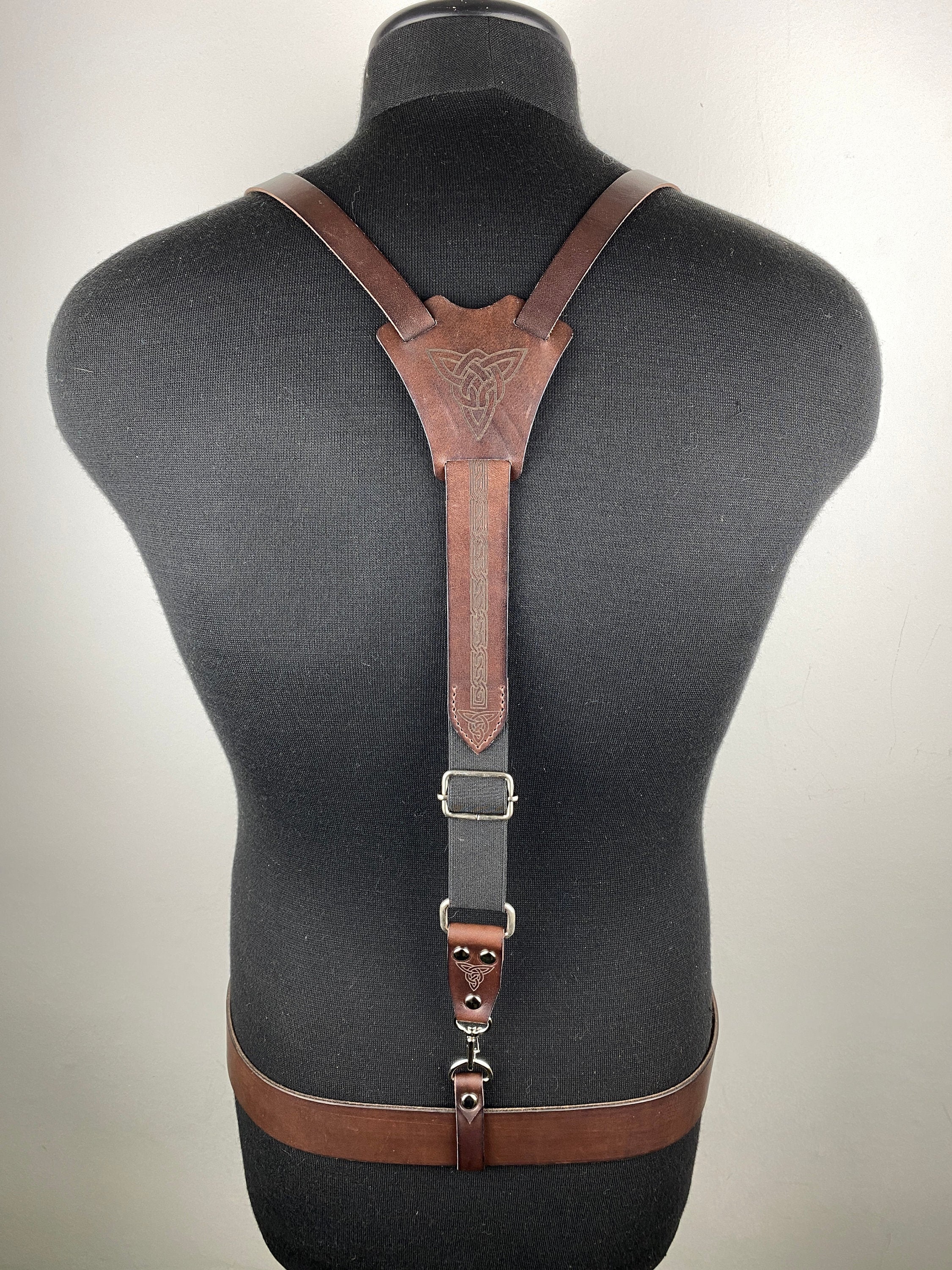 A Set of Suspenders with a Belt Men Suspenders leather Etsy
