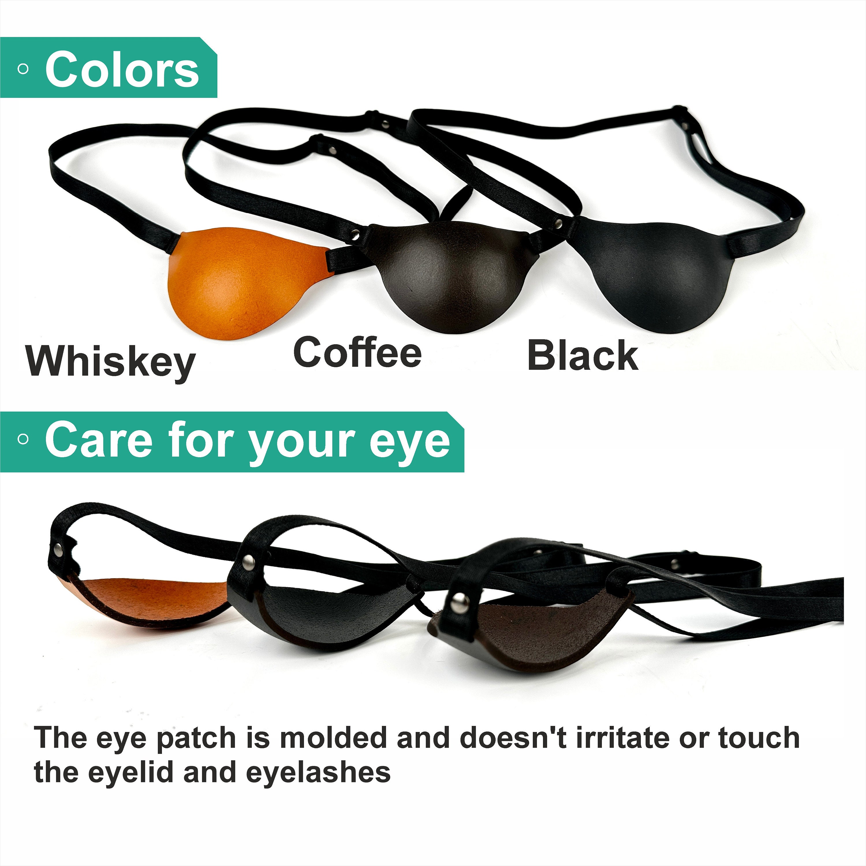 Handmade Medical Adjustable Real Leather Eye Patch for Left Right eye