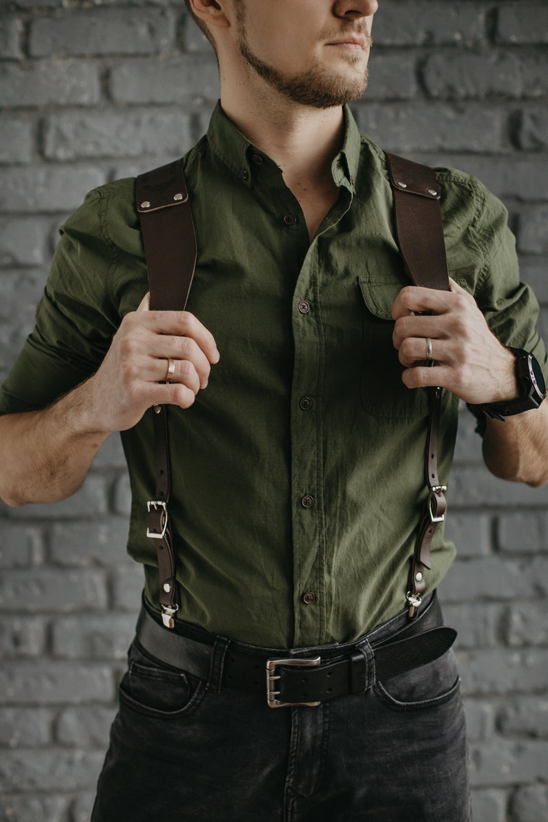 Men Suspenders, Adjustable Personalized Leather Suspenders, Handmade Suspenders, Wedding Groom Suspenders, Braces, Gentleman Suspenders image 7