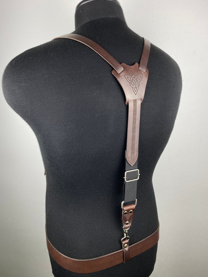 Un ensemble de bretelles avec une ceinture, bretelles pour hommes, bretelles en cuir, porte-jarretelles personnalisé, porte-jarretelles fait main, bretelles, bretelles pour homme image 2