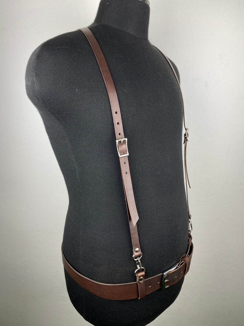 Un ensemble de bretelles avec une ceinture, bretelles pour hommes, bretelles en cuir, porte-jarretelles personnalisé, porte-jarretelles fait main, bretelles, bretelles pour homme image 3