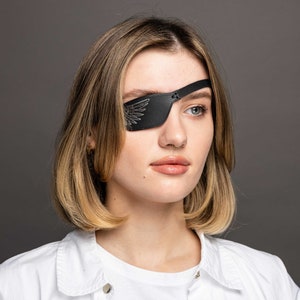 Parche de cuero para el ojo, parche para el ojo, parche para el ojo de hombre, parche para el ojo de mujer, parche para el ojo marrón, parche para el ojo delgado, parche para el ojo