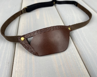 Handmade Leather Eye Patch: Adjustable Cosplay Pirate Patch