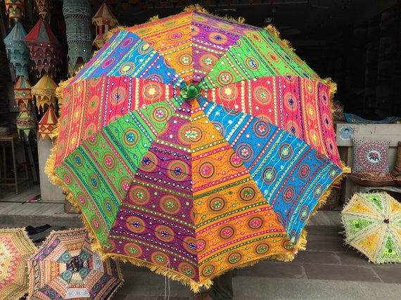 Unique Garden umbrella big size ,lawn umbrella 72 inch Shop umbrella Colourful embroidery diameter size 6 ft wedding decoration umbrella