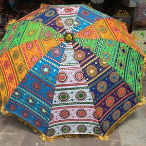 garden umbrella big size, beach umbrella with colourful embroidery diameter size 6 ft72 inch x High 8 Ft 96 inch lawn umbrella image 3