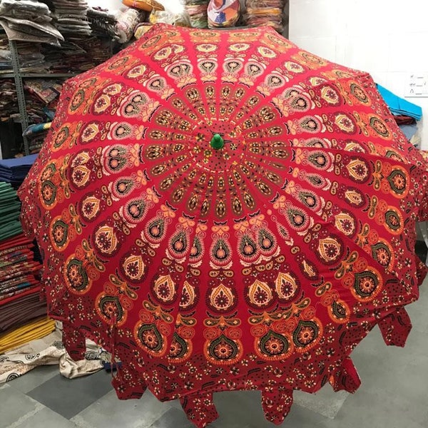 Patio Umbrellas~Beautiful Handcrafted Multi coloured Indian Traditional Handmade Decorative Large Garden Umbrellas, Patio Umbrella