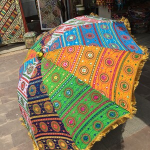 garden umbrella big size, beach umbrella with colourful embroidery diameter size 6 ft72 inch x High 8 Ft 96 inch lawn umbrella image 6