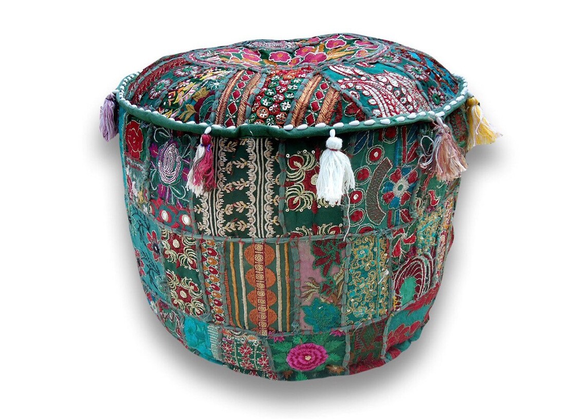 POUF COUSSIN SOL LAINE TRICOT CROCHET VINTAGE