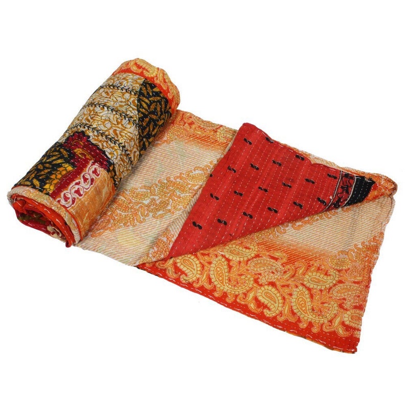 5 pcs lot Reversible Old Cotton Sari Kantha Quilts Twin Size Kantha Blankets Patchwork Twin Size Quilts at amazing discounted prices.