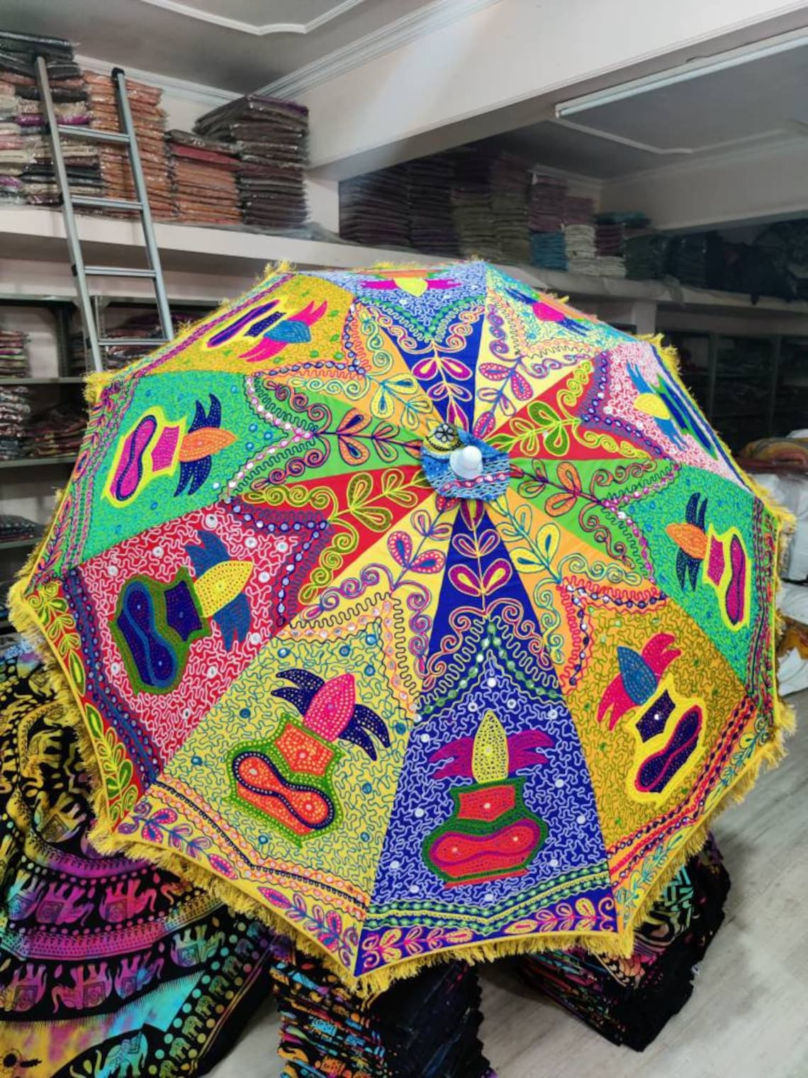Kutchi Embriodery Mirror Work Garden Umbrellas Big Size Sun Etsy