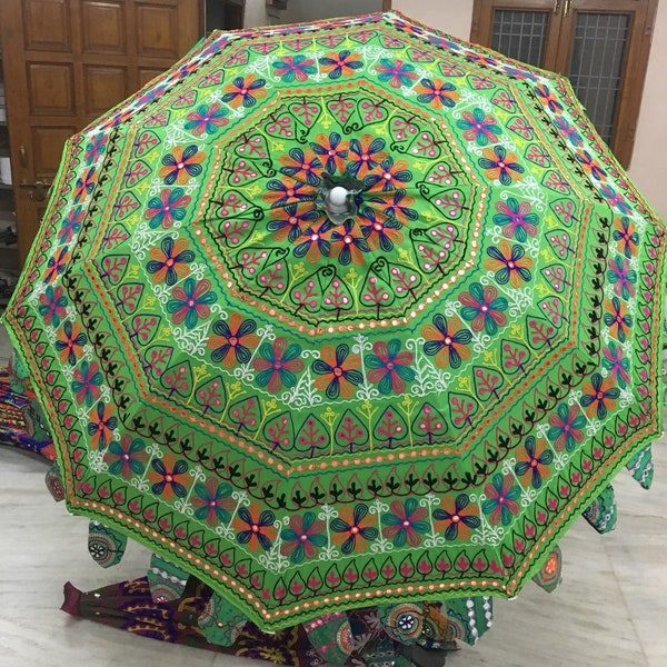 Fine Handmade Multicolor Embriodery Decorative Garden Umbrella,Beautiful handcrafted Floral beach umbrellas,Outdoor Patio Decoration parasol