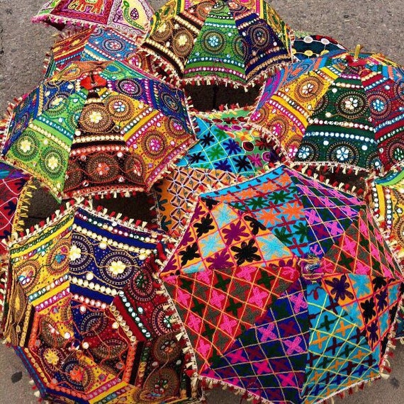 wholesale lot 10 Pc Small & 5 Pc Large Traditional Indian Umbrellas or Parasol