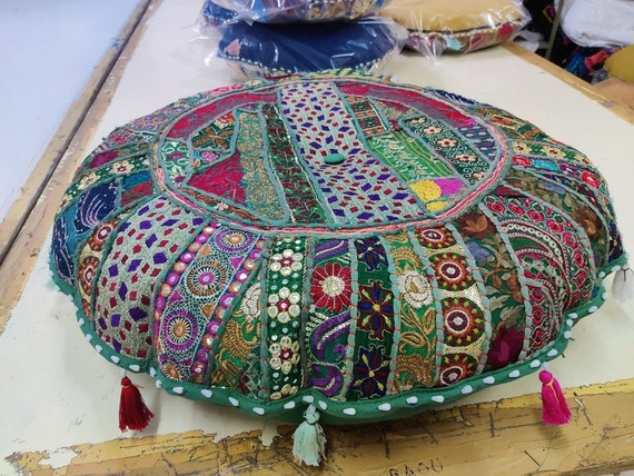 Floor Pillow, Bohemian Patchwork Style Meditation Pillow Round