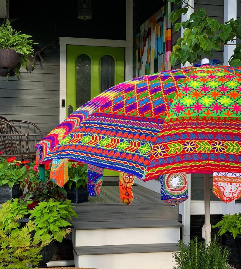 Fine Handmade Embriodery Decorative Garden Umbrella Large Etsy