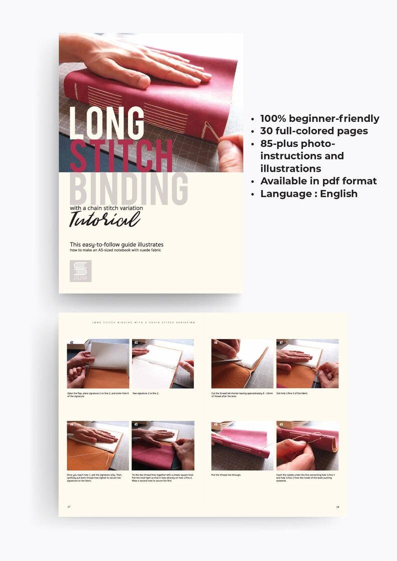 Long Stitch Binding With a Chain Stitch Variation Tutorial Etsy UK