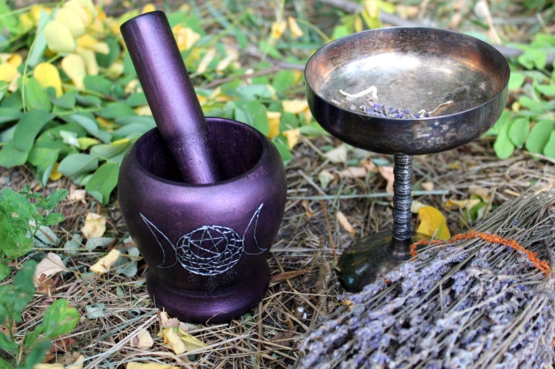 Mortar and Pestle Triple Moon Alchemy decor Spiritual tools Etsy