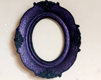 Gothic purple frame, Gothic wall frame, Bohemian wall frame, Goth oval frame, Halloween frame, Witch purple frame, Witch wall frame