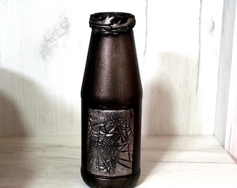 Gotische vaas, gotische fles, skeletvaas, vampierenvaas, hekserijdecoratie, heidense decoratie, gotische bruiloftsdecoratie, occulte decoratie, alchemiedecoratie