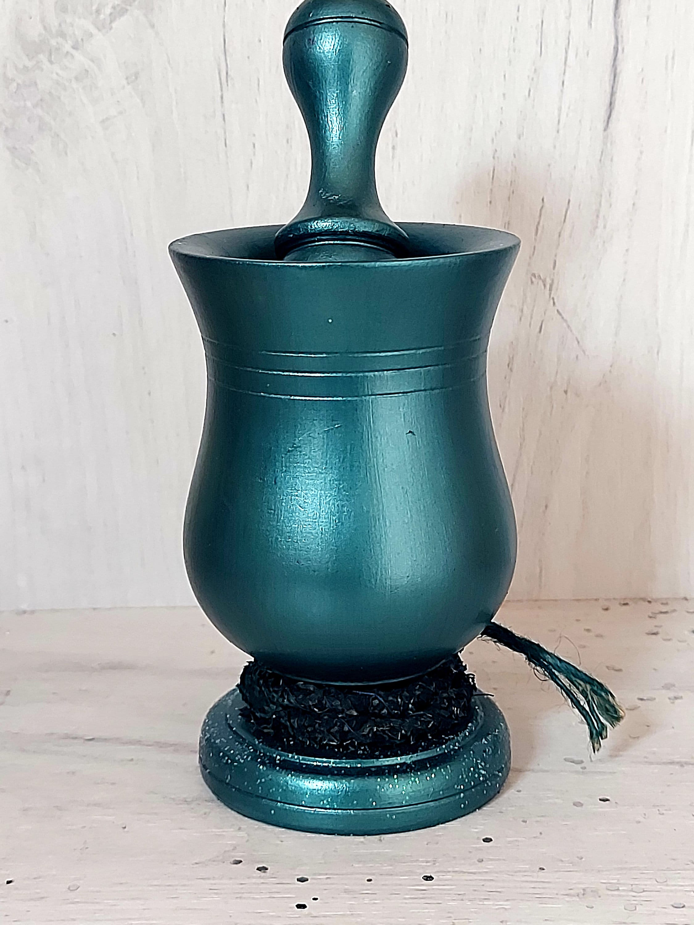 Mortar and pestle Green Mortar Green Witch decor Alchemy Etsy