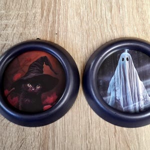 Black kitten frame, Ghost in the frame, Halloween black cat, Halloween Ghost, Gothic wall frames, Witch purple frames, Halloween frames