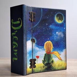Kleine Prinz Box, Kleine Prinz Rose, Märchenbox, Prinz Buchbox, Kleiner Prinz Planet, Kleiner Prinz Dekor, Fantasy Bücherbox, Buch