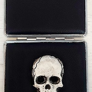 Skull cigarette case, Goth cigarette case, Black cigarette case, Goth Skull decor, Spooky cigarete case, Goth Victorian case, Vampire case image 9