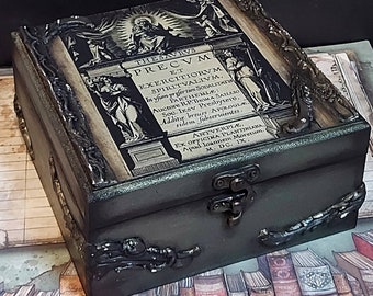 Spiritual decor box, Gothic decor, Alchemy decor,  Pagan decor, Wedding gift, Wicca box, Grimoire box, Religious decor, Antique look box