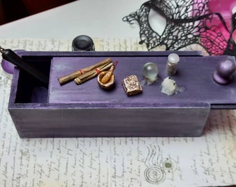 Gothic table decor, Gothic pen holder, Witch pen holder, Witch cabinet box, Witch miniature box, Cabinet Curiosities, Witch dollhouse, Witch