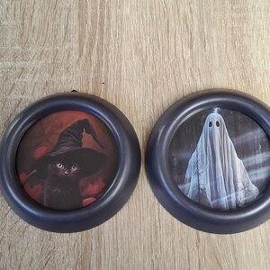 Black kitten frame, Ghost in the frame, Halloween black cat, Halloween Ghost, Gothic wall frames, Witch purple frames, Halloween frames