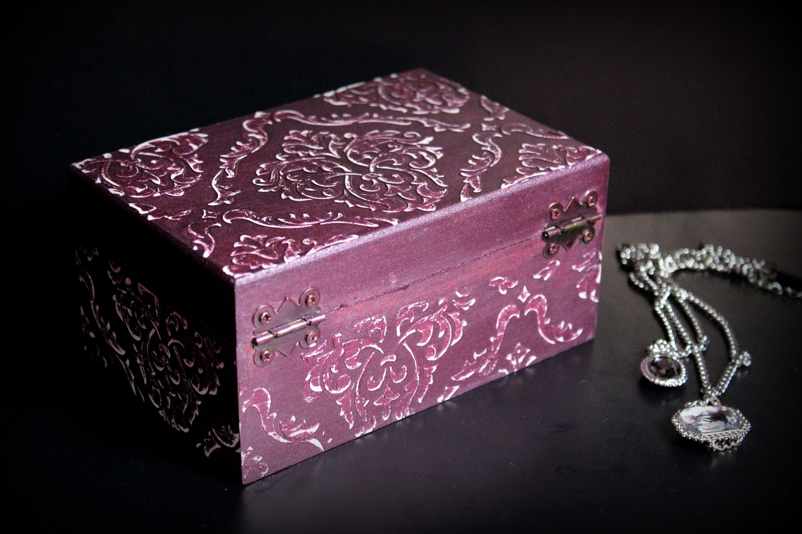 Purple Gothic box Gothic Damask decor Witch purple box Wicca Etsy