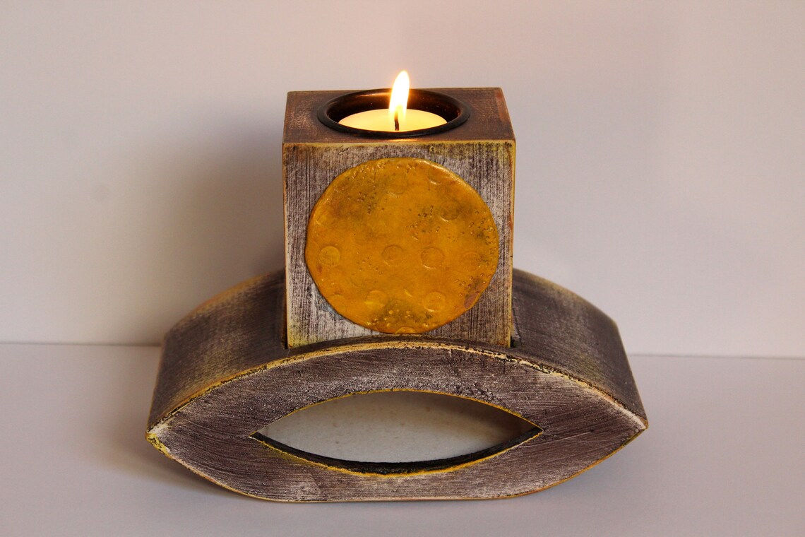 Moon candle holder Full moon decor Yoga decor Meditation decor Etsy