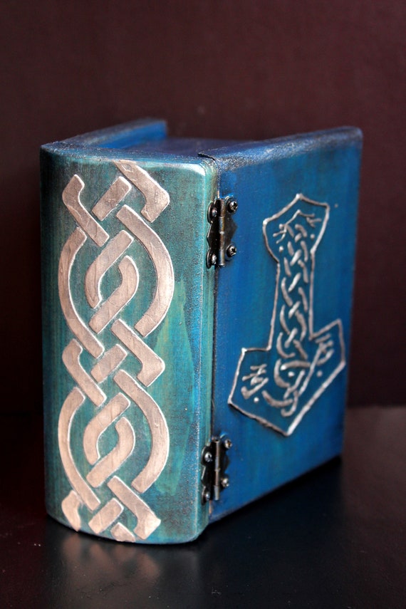 Alchemy Gothic Thor's Mjolnir Hammer Norse Wall Mount Blue Gold Decor Decoration