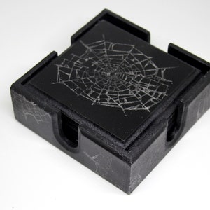 Spiderweb coasters Gothic coasters Witchcraft coasters Witch kitchen decor Dark art decor Kitchen decor Spiderweb decor Black wooden coaster