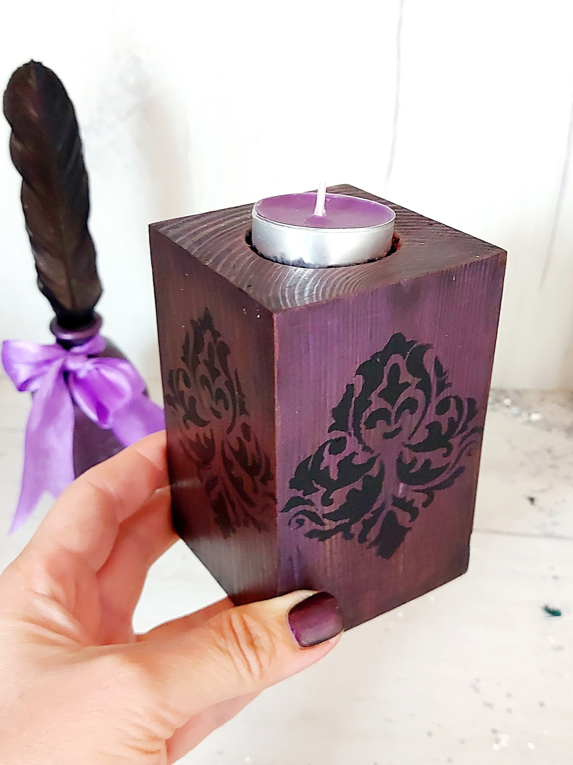 Gothic candle holder Victorian candle holder Damask decor Etsy