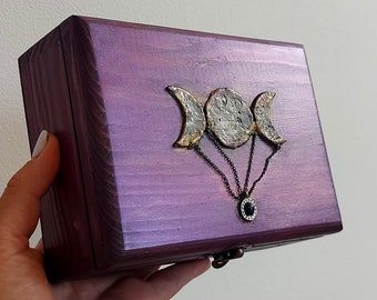 Triple moon box  Gothic decor box Tarot box Moon decor Wicca box Witchcraft decor box Pagan decor box Meditation decor Spiritual decor