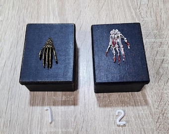 Gothic ring box, Dark academia, Dark aesthetic decor, Skeleton hand box, Skeleton decor, Vampire ring box, Gothic hand decor, Gothic wedding