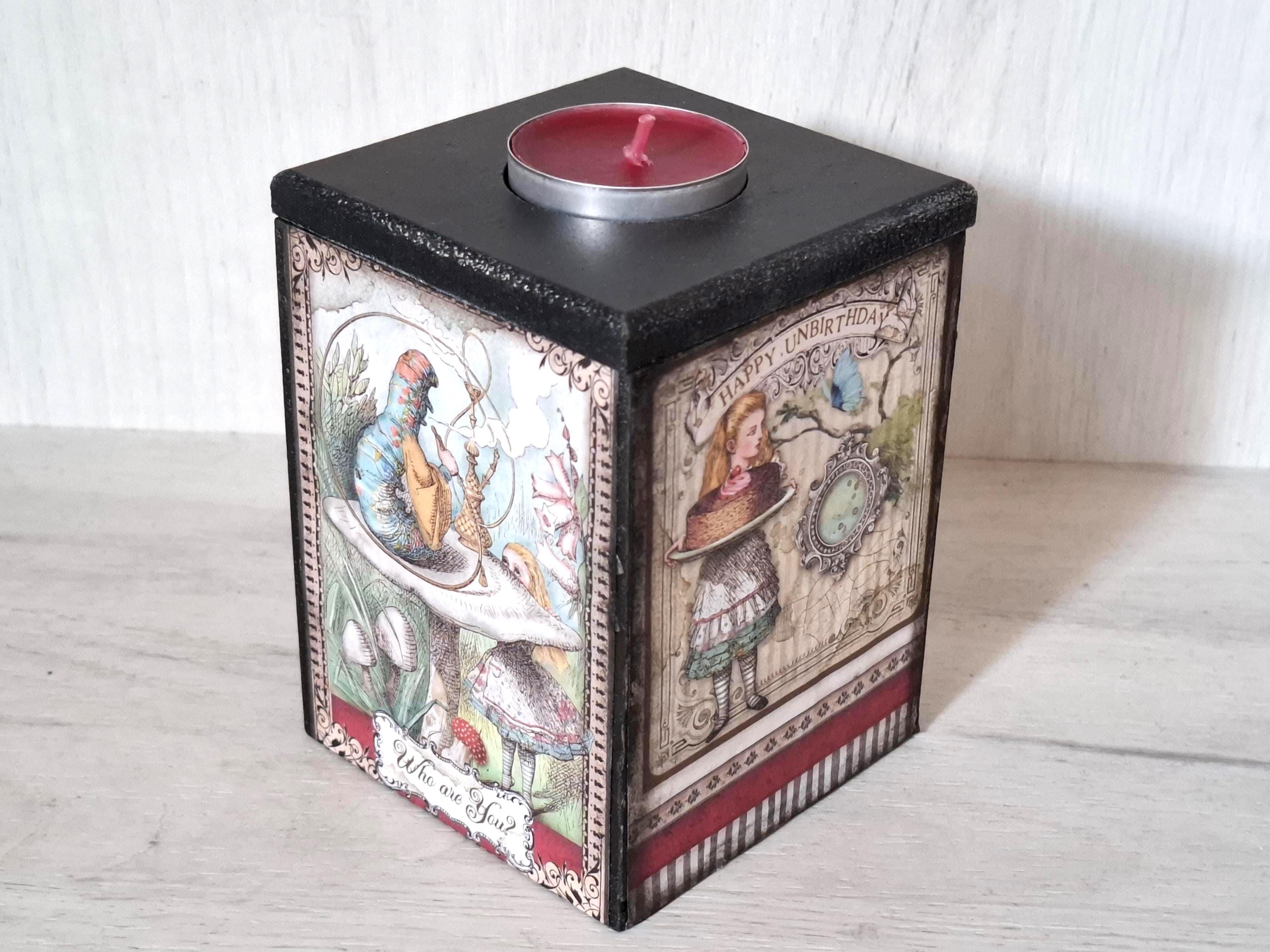 Alice Stash box, Alice Candleholder, Alice chess box, Wonderland decor, Alice in Wonderland,  Alice Caterpillar, Alice gift box,Gothic Alice