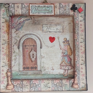 Alice shadow box, Alice diorama, Alice Dollhouse, Alice's miniature, Alice Miniature art, Wall decor miniature, Wonderland decor