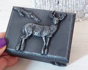 Gothic deer box, Witch deer box, Gothic ring box, Black deer box, Halloween ring box, Goth Wedding box, Winter deer box, Forest deer box