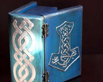 Alchemy Gothic Thor's Mjolnir Hammer Norse Wall Mount Blue Gold Decor Decoration Alchemy Gothic Thor's Mjolnir Hammer Norse Wall Mount Blue Gold Decor Decoration