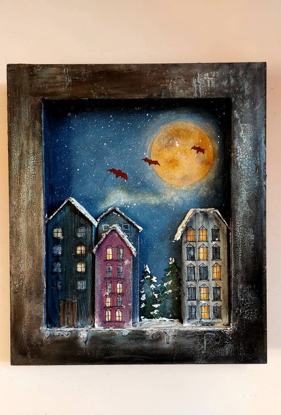 Gothic Shadow Box Gothic Diorama Wood Houses Diorama Etsy