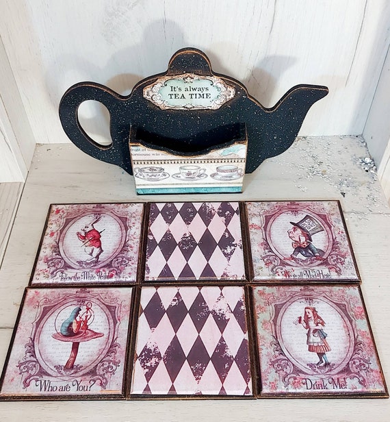 Alice Coasters Alice Kitchen Decor Alice in Wonderland Tea 