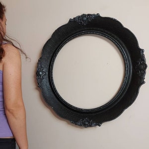 Large round frame,  Large black frame, Gothic black frame, Gothic wall decor, Gothic bedroom decor, Vampire wall frame, Victorian wall frame