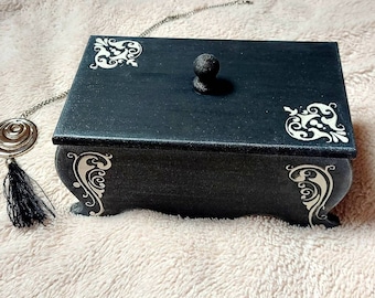 Black Gothic box Gothic decor Witch black box Wicca decor Pagan decor Gothic bedroom decor Magic spell box Witchcraft gift Tarot box Wedding