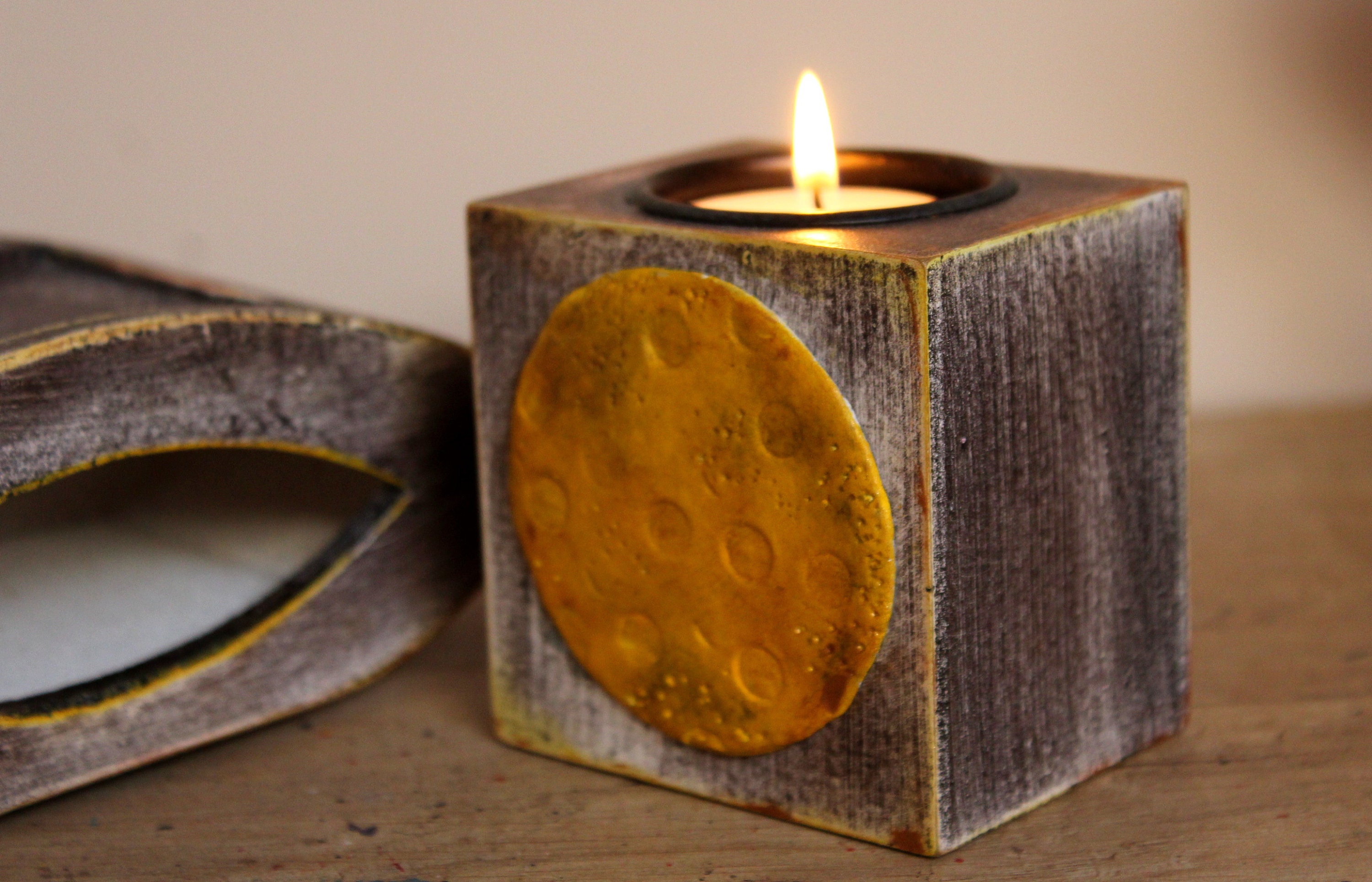 Moon candle holder Full moon decor Yoga decor Meditation decor Etsy