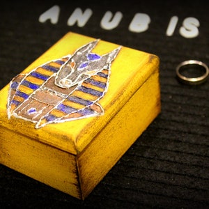 Anubis ring box Anubis God of death  Egyptian box Pagan goddess Underworld protector Egyptian jackals Egypt mythology Trinket box Altar box