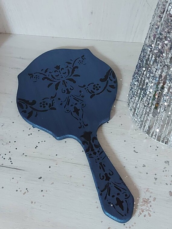Gothic Hand Mirror Hand Wooden Mirror Blue Hand Mirror | Etsy