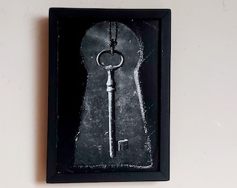 Keyhole and Key, The Door of sin, The Key to sin, Secret Door frame, Keyhole wall art, Old key wall decor, Gothic decor, Gothic bedroom